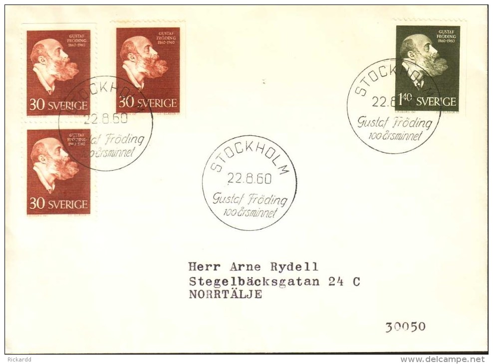 Sweden - FDC 22/8 1960 Gustav Fröding - FDC