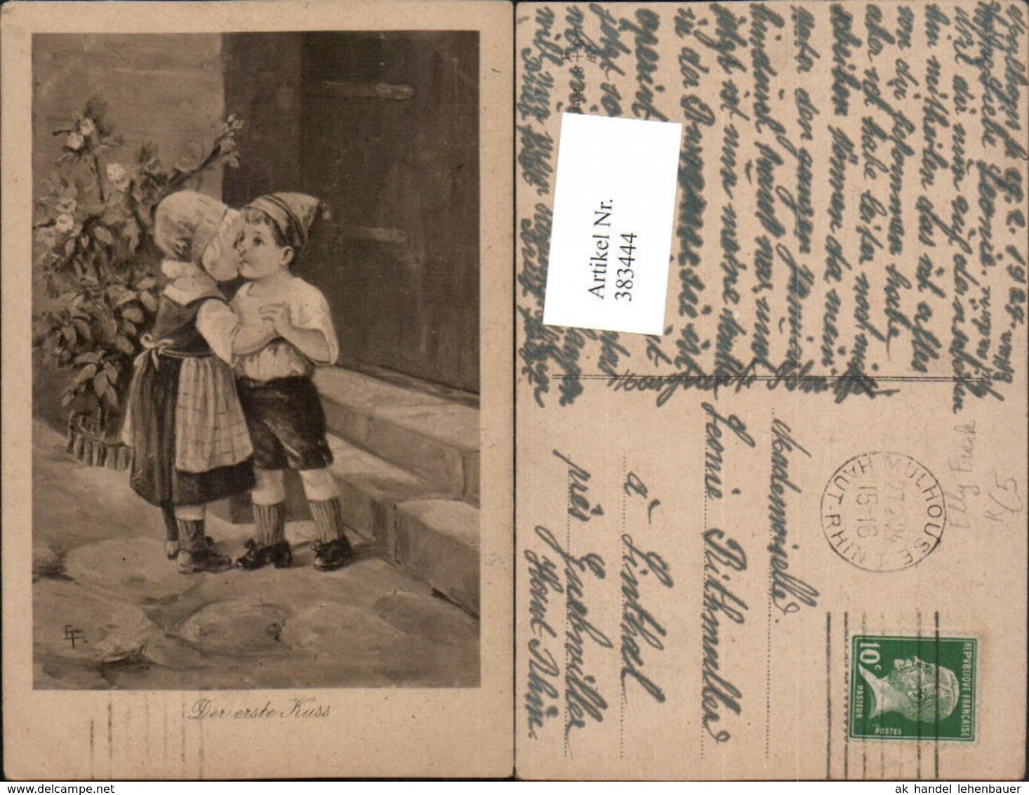 383444,K&uuml;nstler AK Elly Frank Der Erste Kuss Kinder Liebe - Frank, Elly