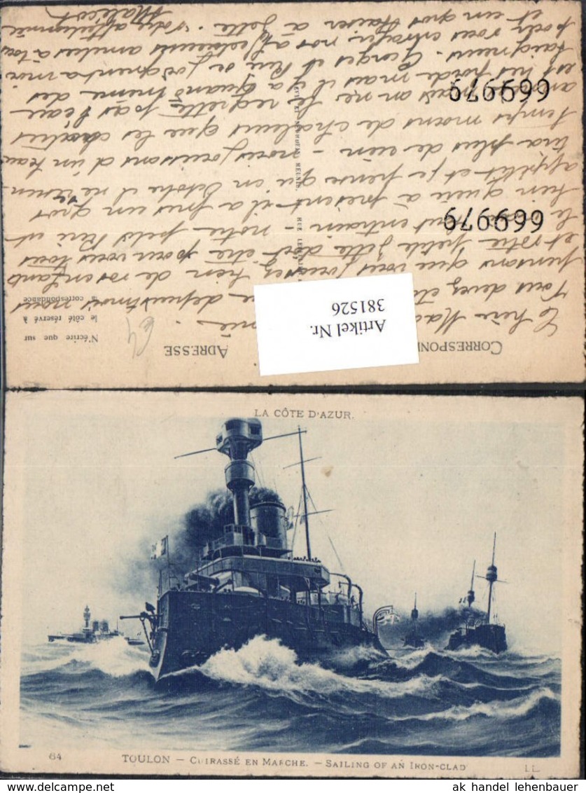 381526,Schiff Kriegsschiff Sailing Of An Iron-Glad Cuirasse En Marche Toulon Kreuzer - Krieg