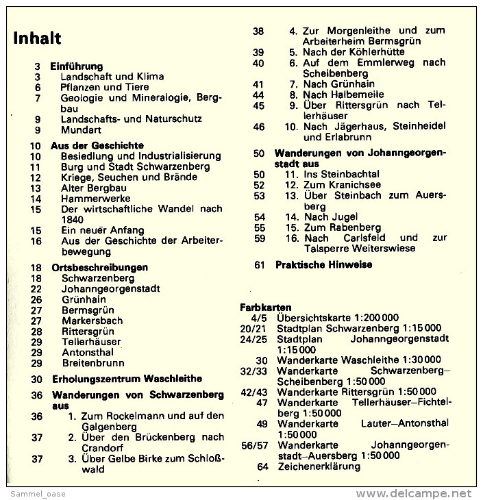 DDR VEB Tourist Wanderatlas  -  Schwarzenberg / Johanngeorgenstadt / Auersberg / Rittersgrün  -  Von 1980 - Sajonía