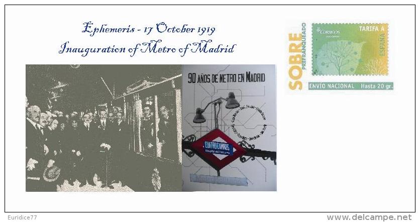 Spain 2013 - Ephemeris - 17 October 1919 - Inauguration Of Metro Of Madrid Special Cover - Tranvie