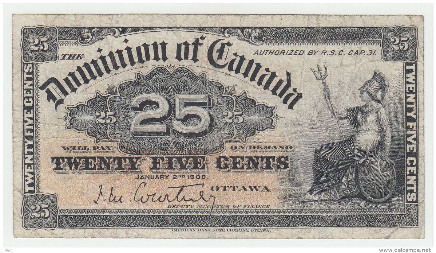 Canada 25 Cent 1900 VF Pick 9a 9 A (Signature Courtney) - Kanada