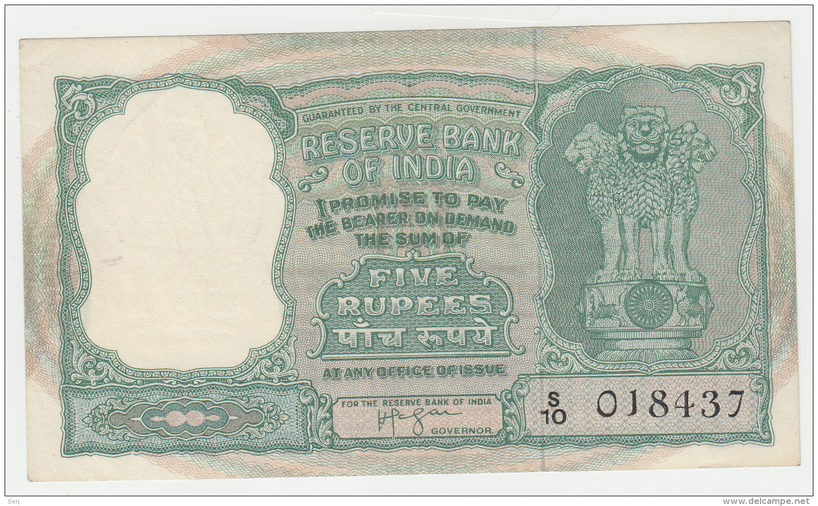 INDIA 5 RUPEES 1957 - 1962 VF++ PICK 35a - India