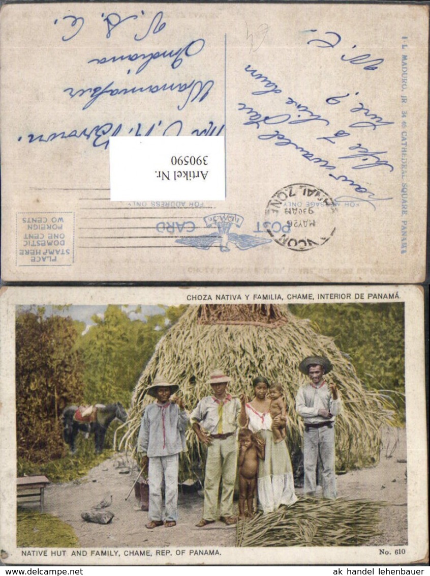 390590,Panama Chame Native Hut And Family Volkstypen H&uuml;tte - Panama