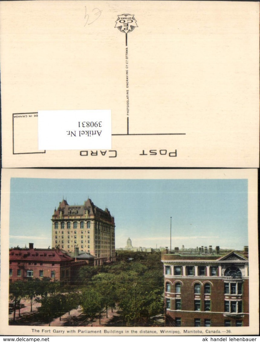 390831,Canada Manitoba Winnipeg Fort Garry With Parliament Buildings - Other & Unclassified