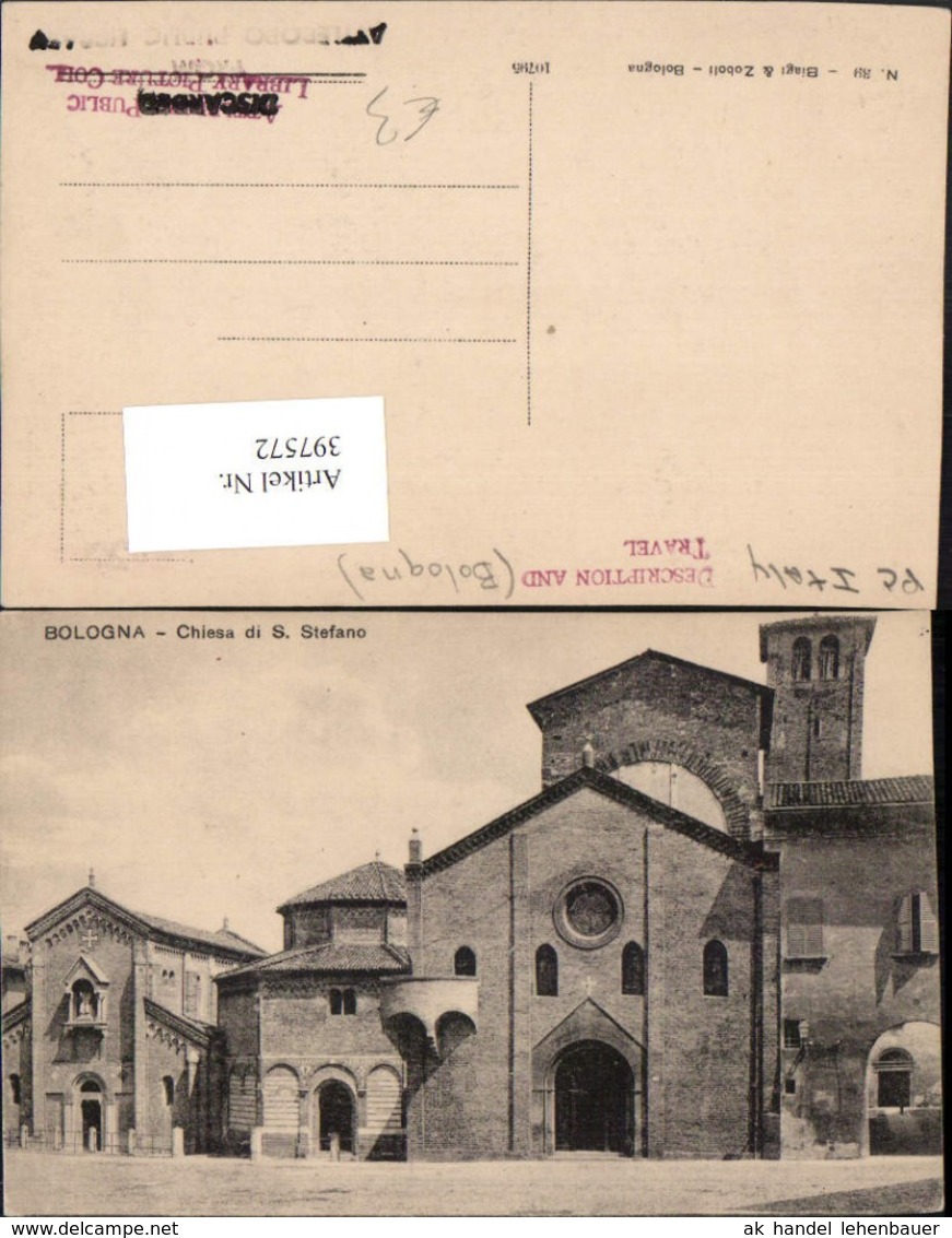 397572,Emilia-Romagna Bologna Chiesa Di S. Stefano Kirche - Bologna