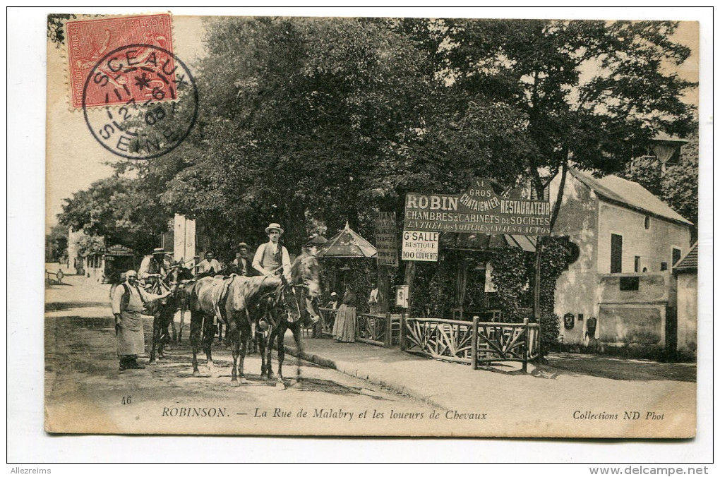 CPA 92  :  LE PLESSIS ROBINSON Loueurs De Chevaux Rue De Malabry Animée    A     VOIR  !! - Le Plessis Robinson