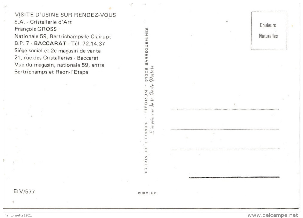 BACCARAT/CRISTALLERIE D'ART FRANCOIS GROSS (dil254) - Geschäfte