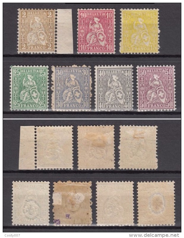 Switzerland 1867/81 Sitting Helvetia Mi.29-35 MH AM.438 - Nuovi