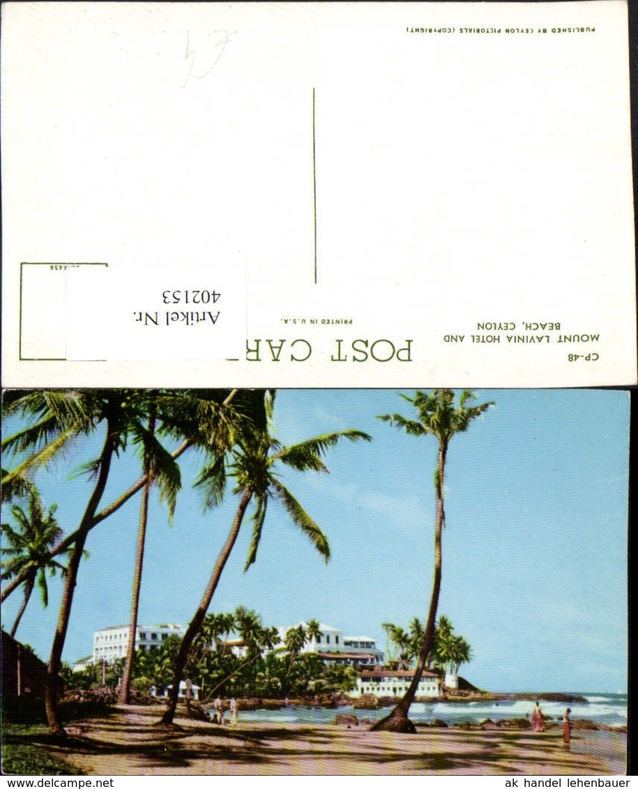 402153,Ceylon Mount Lavinia Hotel And Beach Strand K&uuml;ste Palmen - Sri Lanka (Ceylon)