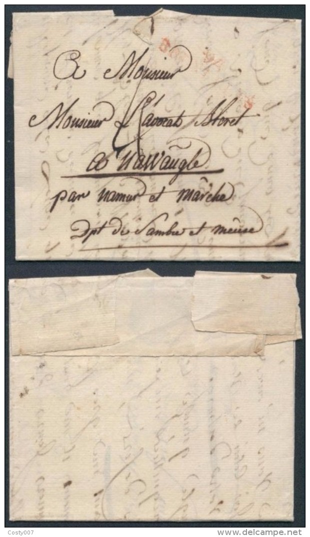 Belgium 1807 Postal History Rare Stampless Cover + Content Brussels To Navaugle D.1017 - Other & Unclassified