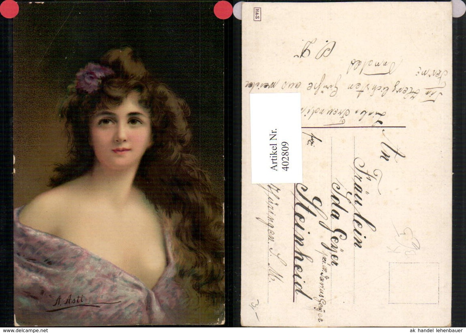 402809,K&uuml;nstler AK A. Asti Frau M. Langen Brauen Haaren Portrait - Asti