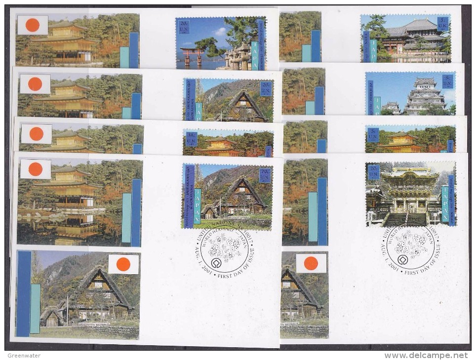 UNO New York 2001 World Heritage Japan 8 Maxicards (31223) - Maximum Cards