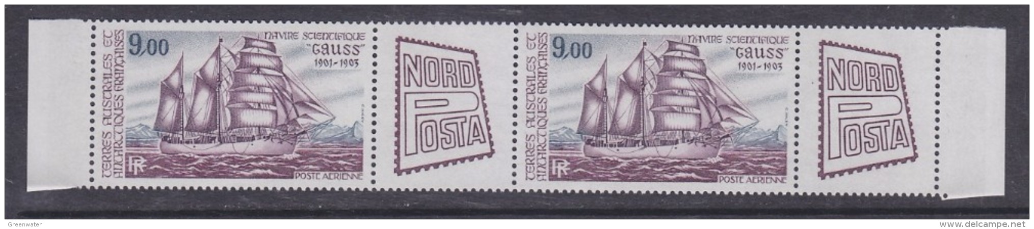 TAAF 1984 Ship "Gauss" / Nordposta 1v (pair)  ** Mnh (TA120B) - Luchtpost