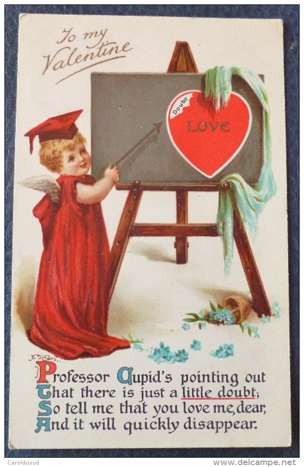 Cpa LITHO Illustrateur Little Doubt Ernest NISTER N° 3101 Ange ROBE ROUGE Professor Fleche Coeur Amour Tableau Valentin - Anges