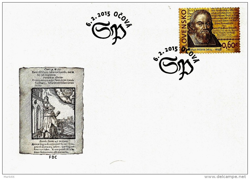 Slovakia - 2015 - Personalities - 400th Birth Anniversary Of Stefan Pilarik, Priest, Poet And Writer - FDC - FDC