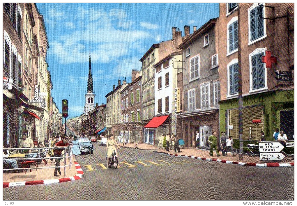 [69] Rhône> Non Classés Villefranche En Beaujolais La Rue Nationale Et L Eglise Notre Dame - Autres & Non Classés