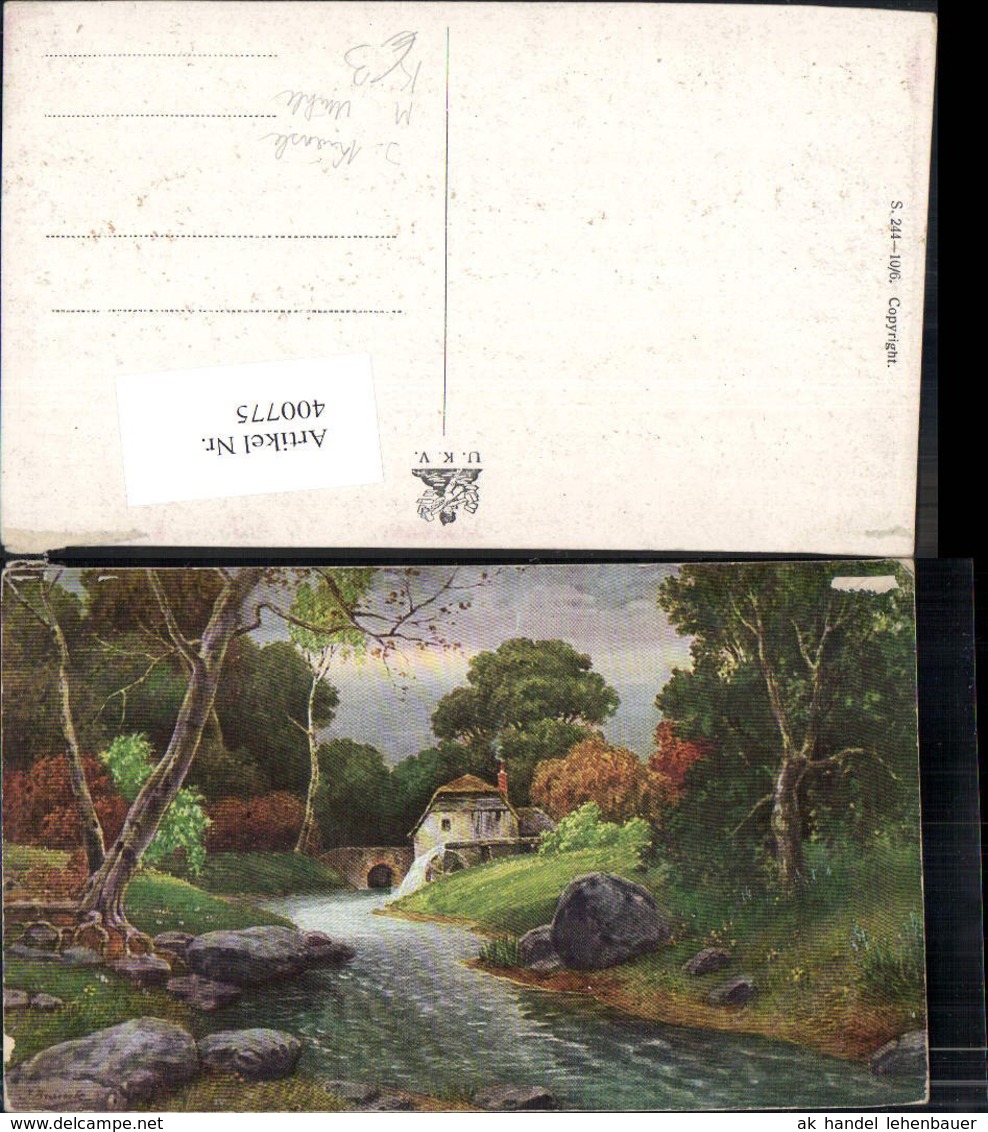 400775,K&uuml;nstler Ak J. Kr&auml;nzle Wasserm&uuml;hle Landschaft - Wassermühlen