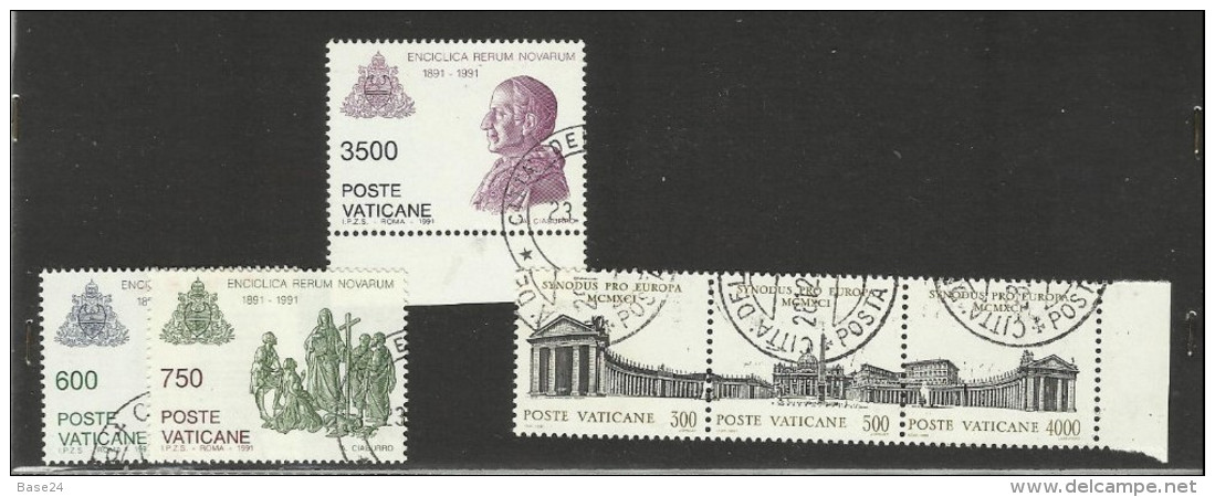 1991 Vaticano Vatican RERUM NOVARUM, SINODO (Trittico) 2 Serie Usate Con Gomma USED - Used Stamps