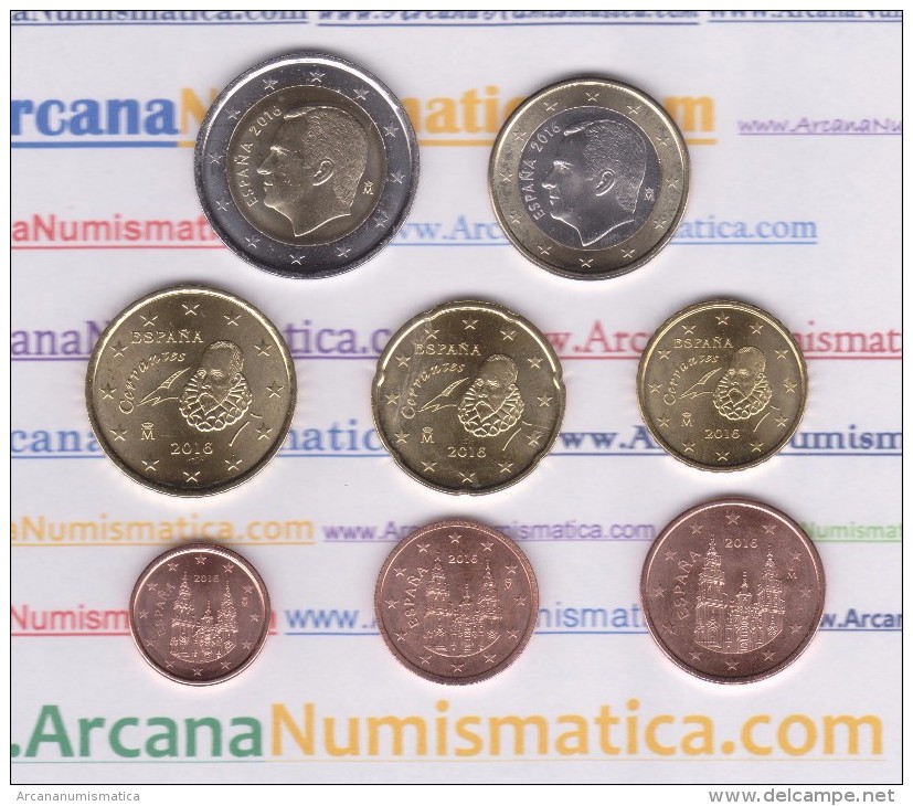 SPAIN / ESPAGNE  Set/Juego/Tira  8 Monedas/Coins €URO 2.016   2016  SC/UNCirculated  T-DL-11.747 - Espagne
