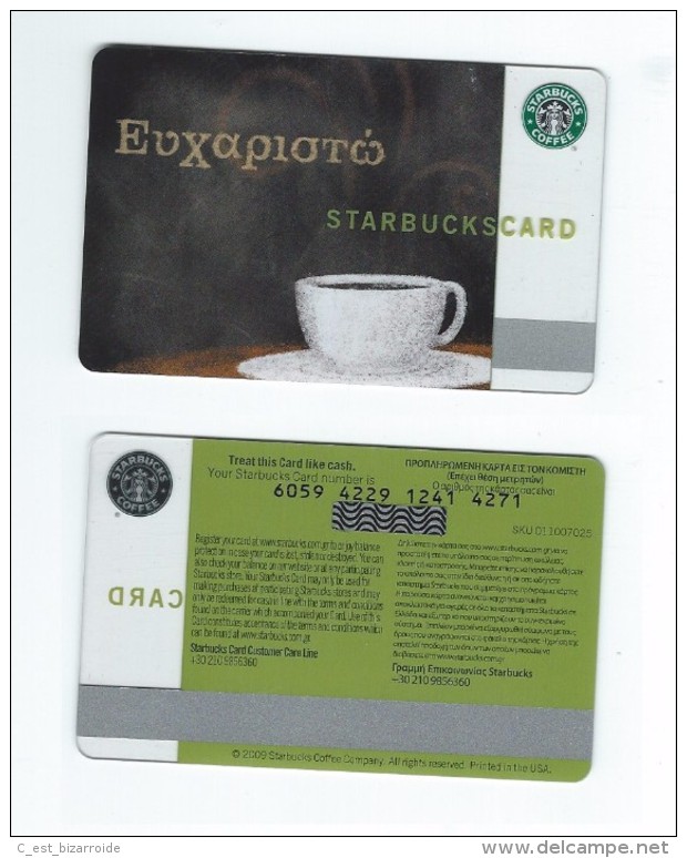 Starbucks Card - Grèce/Greece - Thank You In Greek - 6059 Mint Pin - Gift Cards