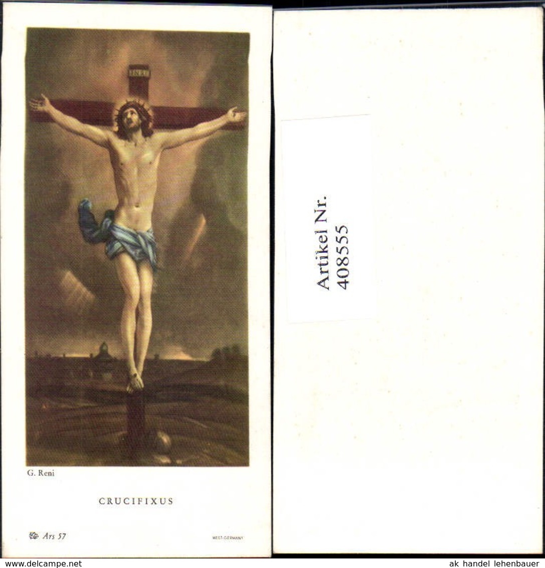 408555,Andachtsbild Heiligenbildchen G. Reni Crucifixus Gekreuzigter Jesus - Andachtsbilder