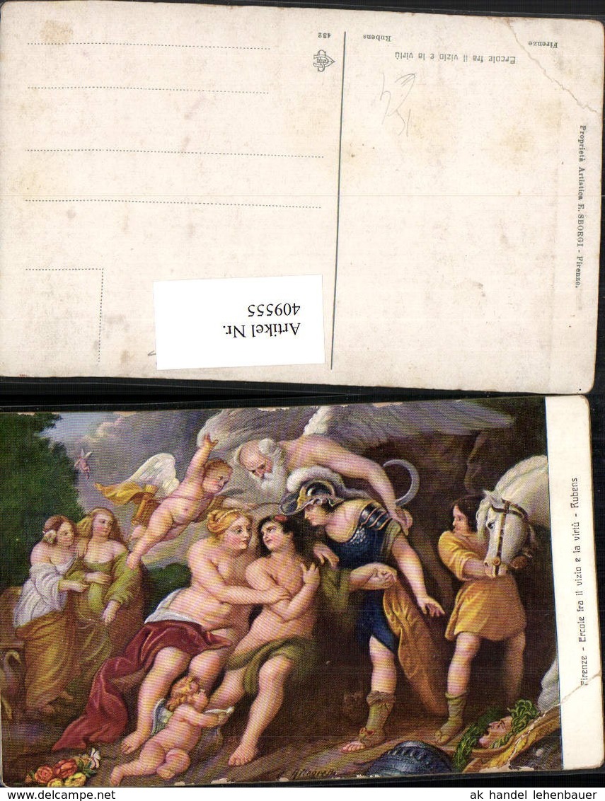 409555,K&uuml;nstler AK Rubens Ercole Fra Il Vizio E La Virtu Engeln Erotik - Angels