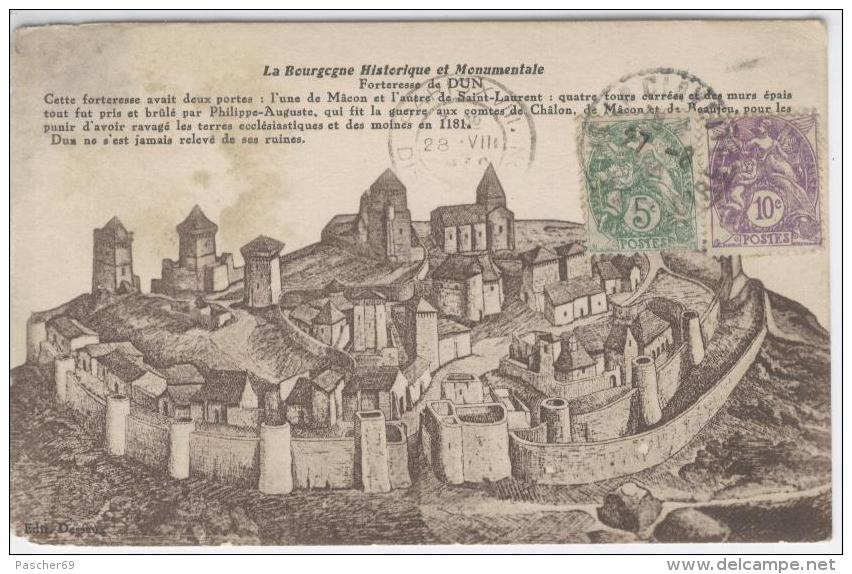 BOURGOGNE HISTORIQUE ET MONUMENTALE - Forteresse De DUN  V/ Timbres    / 2083 - Autres & Non Classés