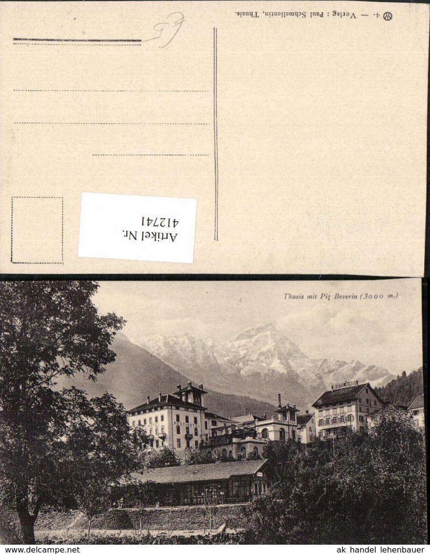 412741,Thusis Post Hotel M. Piz Beverin Bergkulisse Kt Graub&uuml;nden - Bever