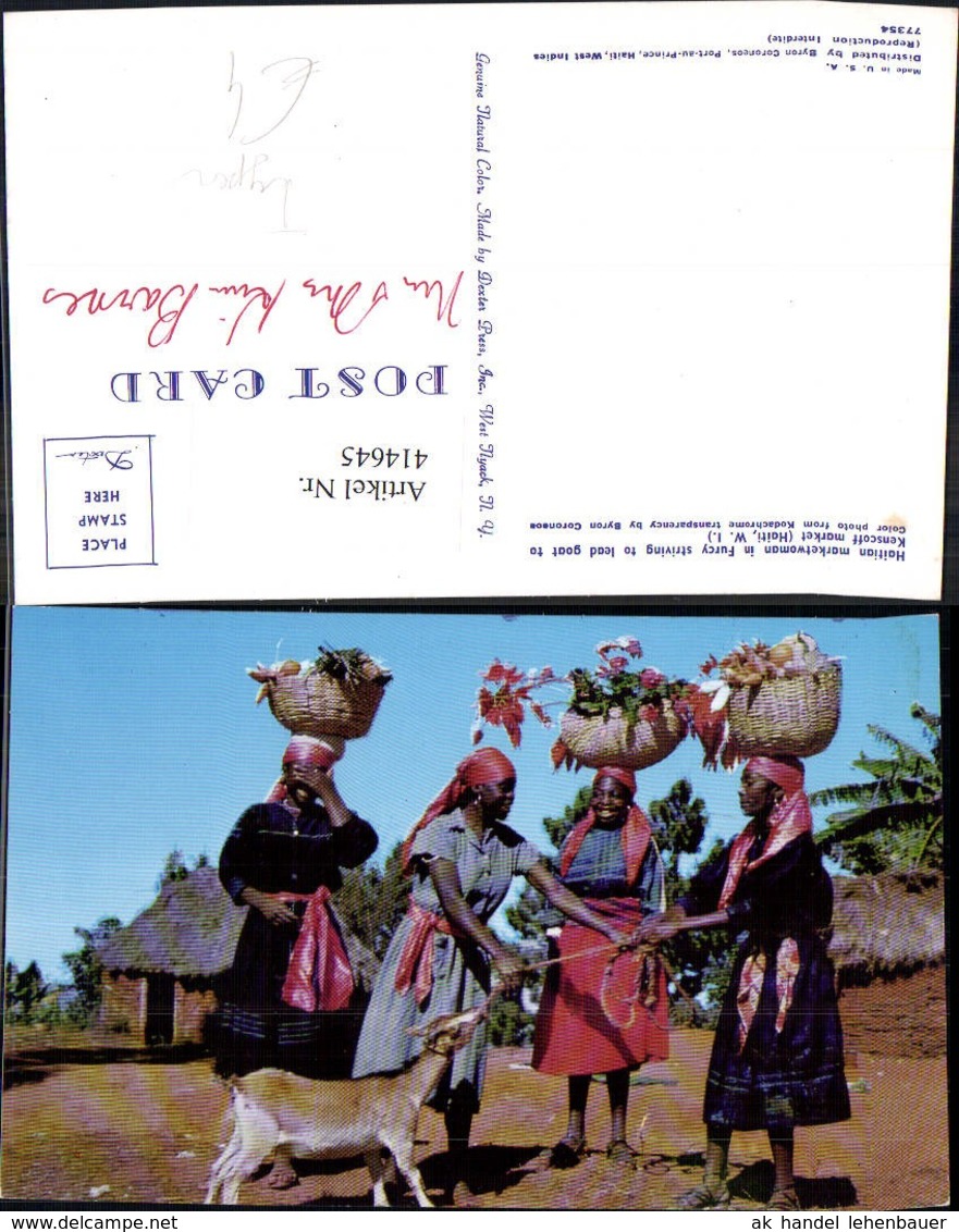 414645,Haitian Marketwoman Haiti Frau Ziege K&ouml;rbe A. Kopf Volkstypen Amerika - America