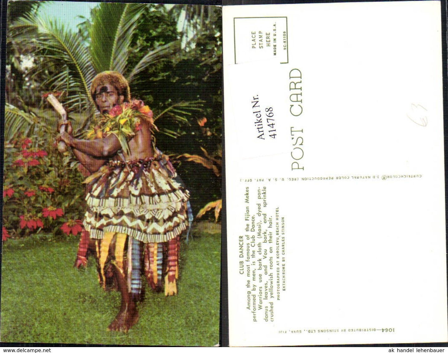 414768,Fischi Club Dancer Fijian Mekes Korolevu Beach Hotel T&auml;nzer Volkstypen Ozeanie - Oceanía