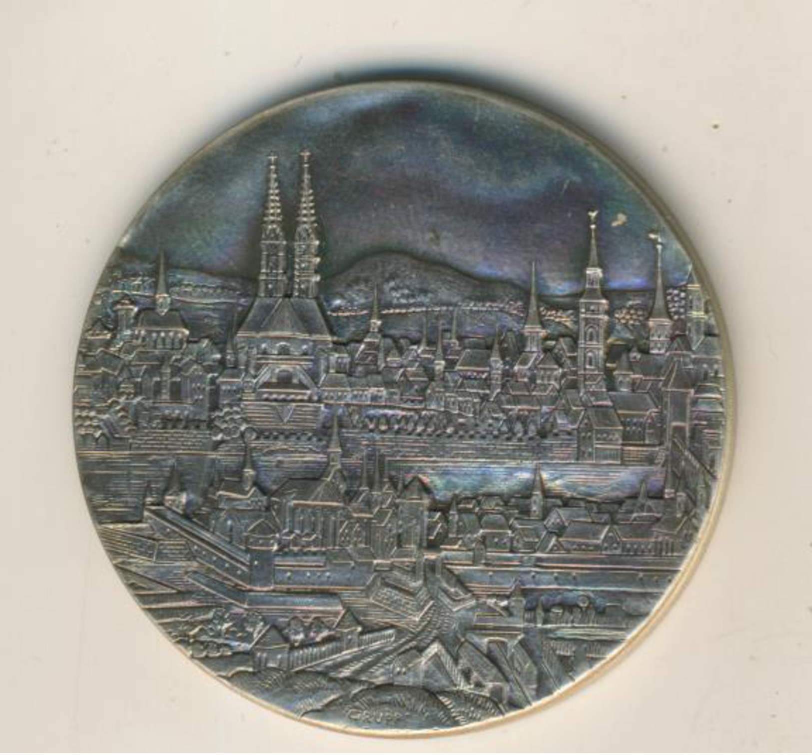 Ansichten Medaille Basel, Silber -900-, Ø40 Mm, 23 Gr. (47257) - Sonstige & Ohne Zuordnung