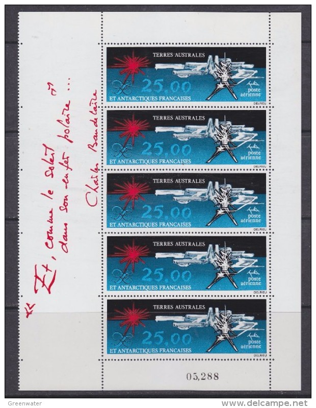 TAAF 1982 Painting / Mathieu 1v Strip Of 5** Mnh (TA123B) - Luchtpost