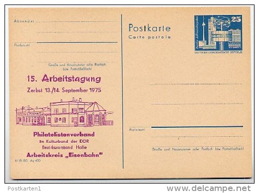 DDR P80-1b-75 C5-b Postkarte PRIVATER ZUDRUCK Bahnhof Zerbst  1975 - Privatpostkarten - Ungebraucht