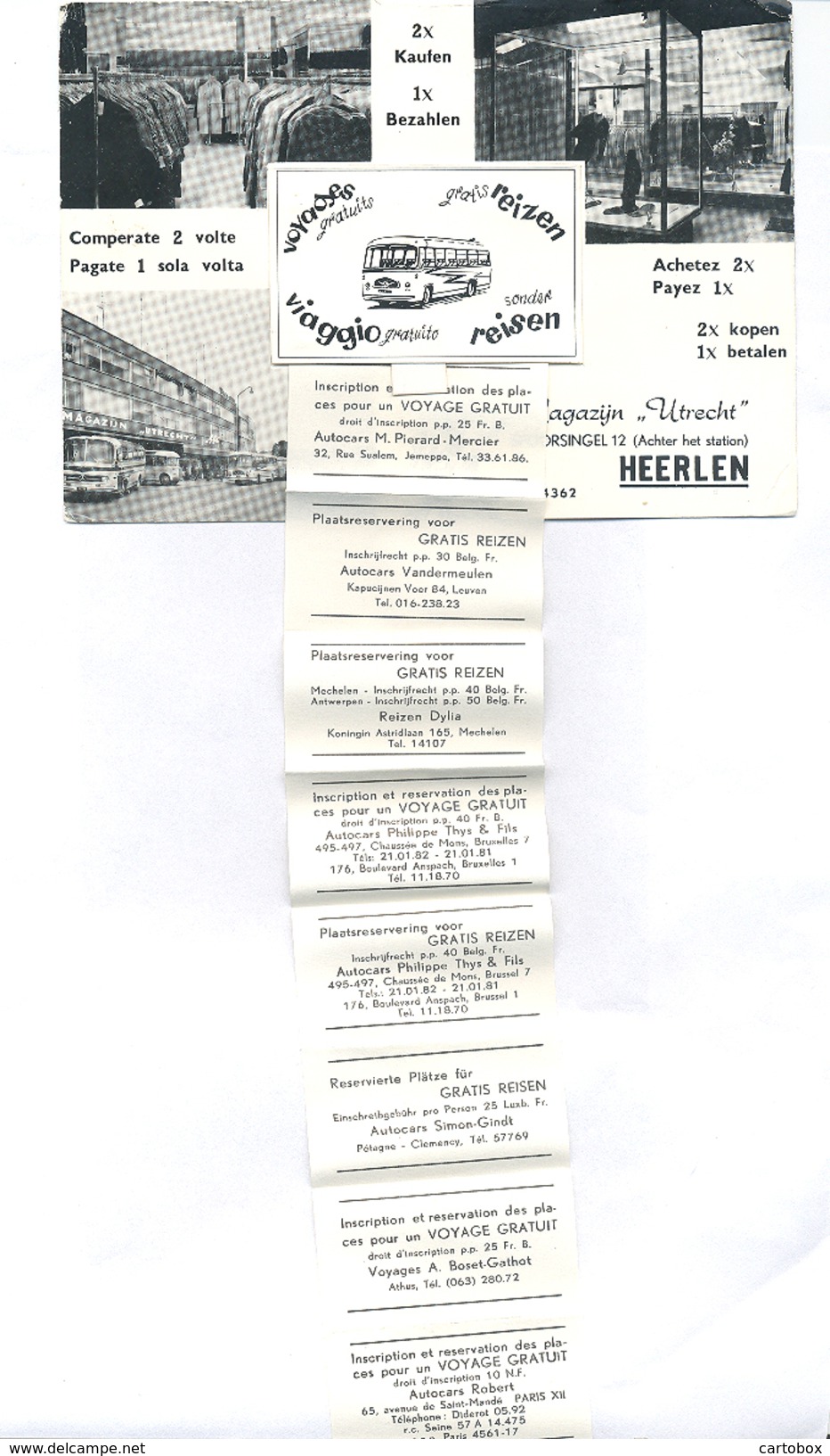 Heerlen, Spoorsingel 12 , Kledingmagazijn "Utrecht" (autobus) Originele Promotiekaart Met Leporello  (3 X Scan) - Heerlen