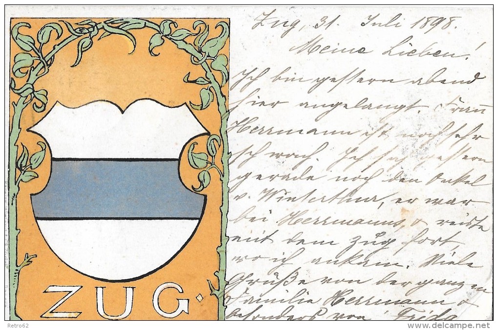 ZUG &#8594; Sehr Alte Litho-Karte Banner Kanton Zug 1898 - Zug