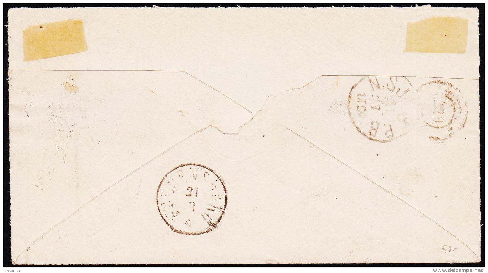 1865. Large Oval Type. 4 Skilling Bright Red. Perf. 13x12½ Cancelled 1 KJØBENHAVN 21 7 ... (Michel: 13Aa) - JF194839 - Briefe U. Dokumente