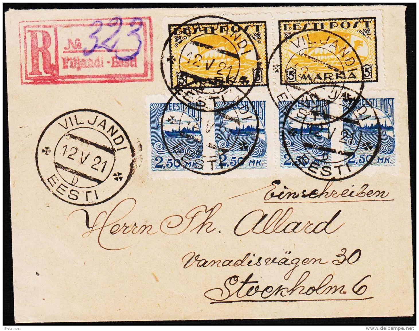 1921. 2 X 5 MARKA VIKING + 4 X 2,50 MK With A Scarce Postmaster Perforation. Cancelled ... (Michel: 13+) - JF194776 - Estland