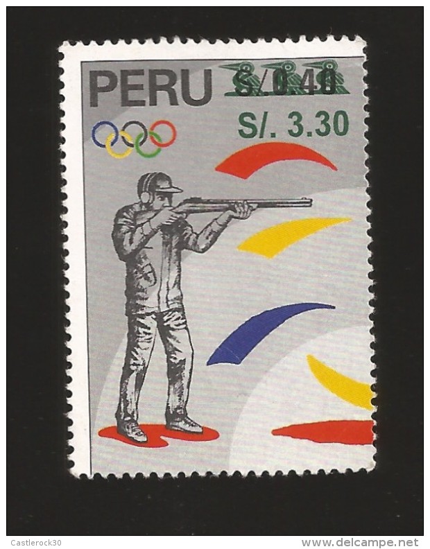 B)1996 PERU  SHOOTING, MAN,  1992 SUMMER OLYMPIC GAMES, BARCELONA,  1 OF A SET OF 8 AND 2 S/S, SC 1140 A496, MNH - Peru