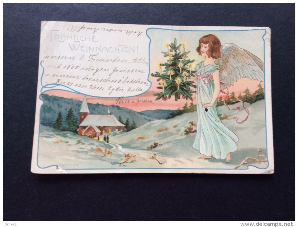 AK Feiern & Feste > Weihnachten  MÄDCHEN ANGEL ENGEL Engel Mit Weihnachtsbaum LITHO ANSICHTSKARTEN 1903 - Sonstige & Ohne Zuordnung