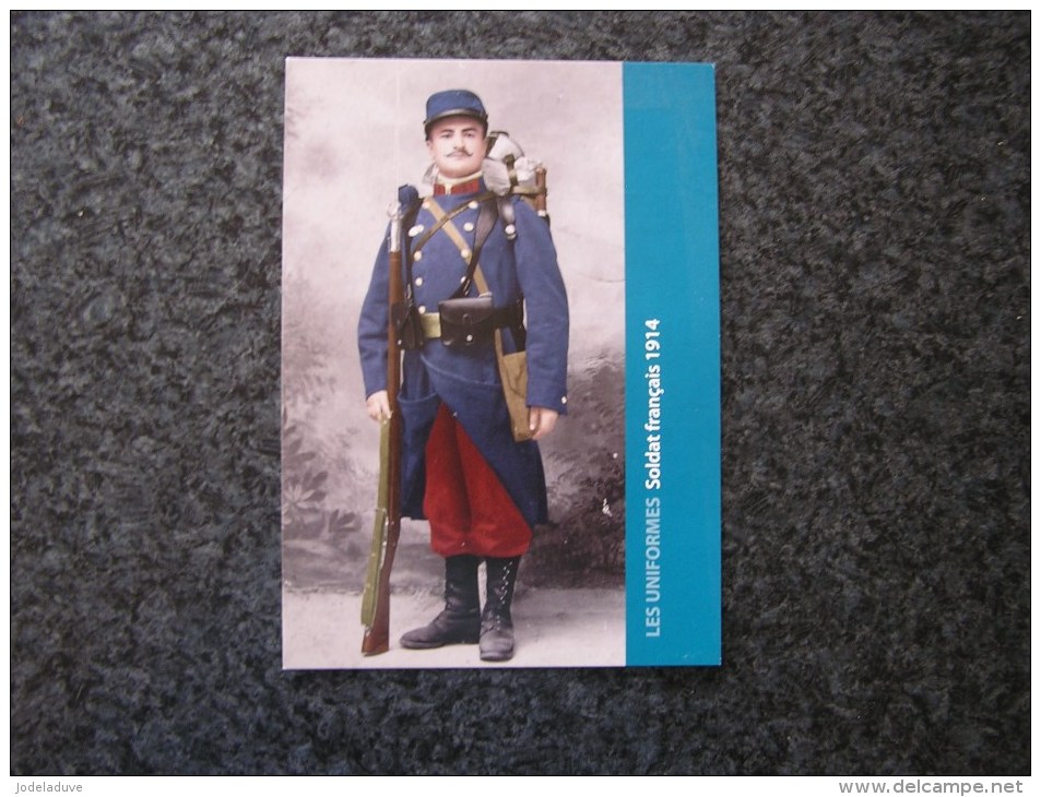 Carte Postale LES UNIFORMES  Soldat Français 121 è R I 1914 Guerre 14 18 Reproduction Colorisée Grand Format 21 X 15 - Militaria