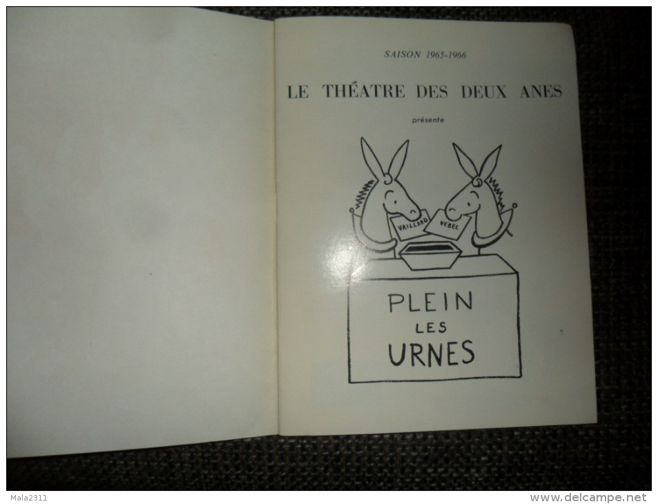 ANCIEN PROGRAMME / THEATRE LES DEUX ANES / PARIS / ANNEES 60 - Toneel & Vermommingen