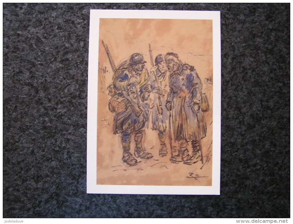 Carte Postale Reproduction Dessin Raymond André PAILLETTE Poilu SOLDATS FRANCAIS Guerre 14 18 Grand Format 21 X 15 - Militaria