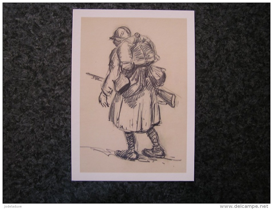 Carte Postale Reproduction Dessin Raymond André PAILLETTE Poilu SOLDATS FRANCAIS Guerre 14 18 Grand Format 21 X 15 - Militaria