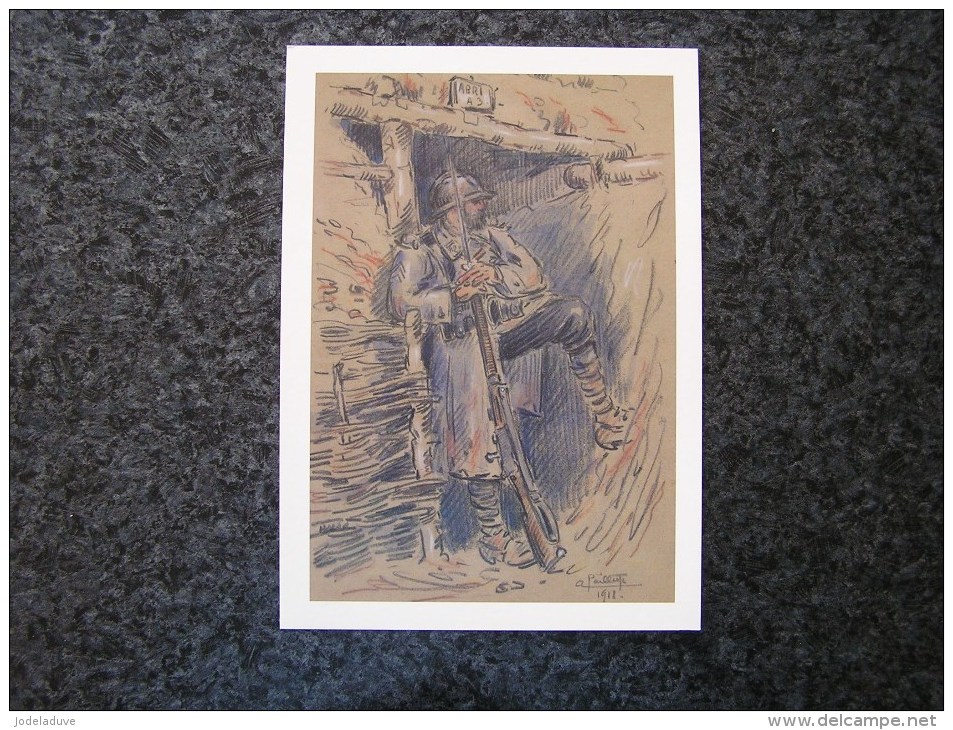 Carte Postale Reproduction Dessin Raymond André PAILLETTE Poilu SOLDATS FRANCAIS Guerre 14 18 Grand Format 21 X 15 - Militaria