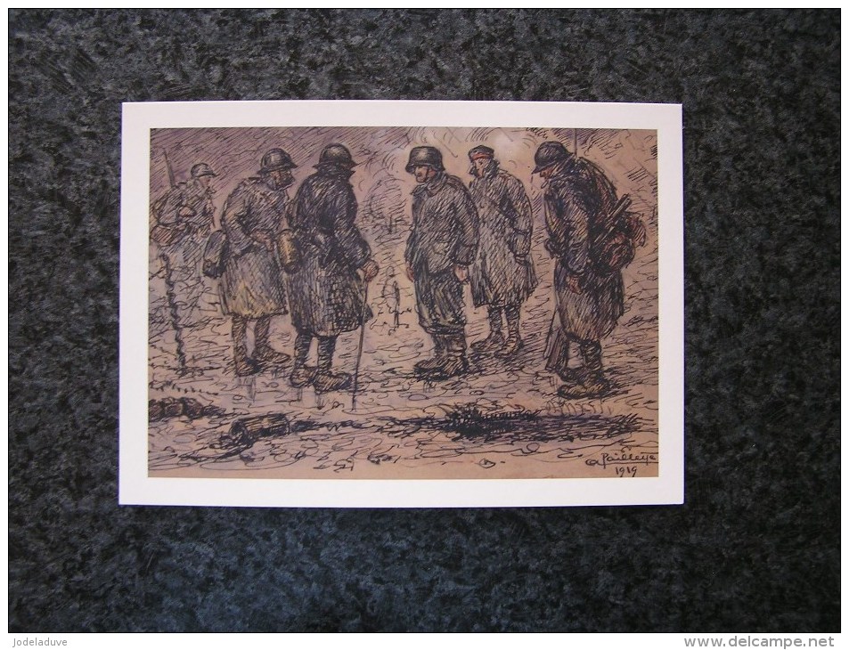 Carte Postale Reproduction Dessin Raymond André PAILLETTE Poilu SOLDATS FRANCAIS Guerre 14 18 Grand Format 21 X 15 - Militaria