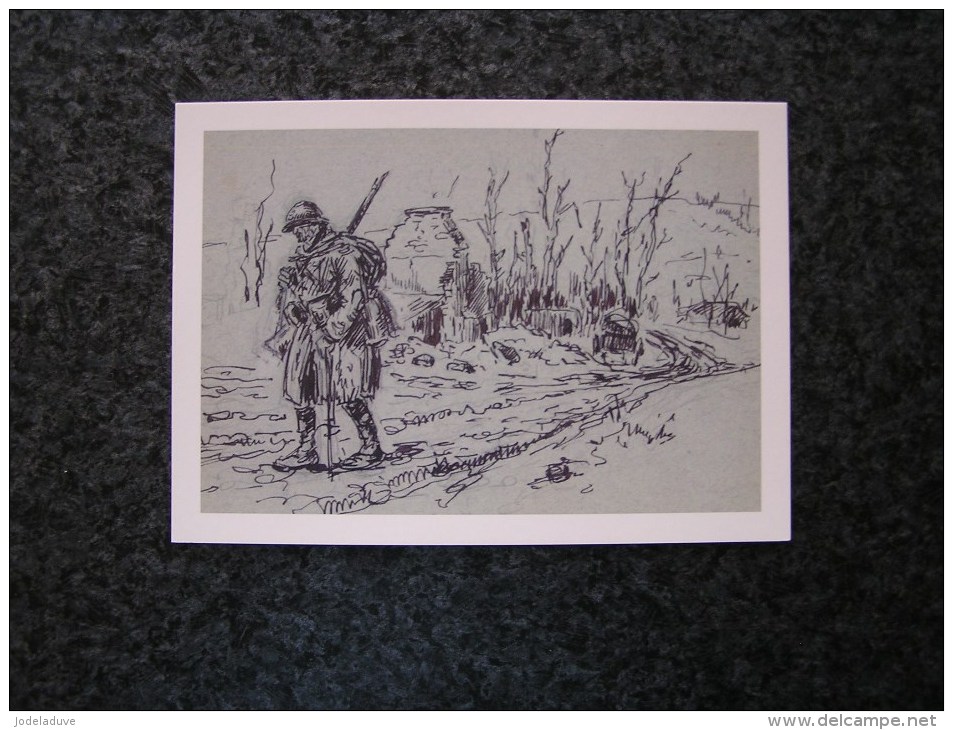 Carte Postale Reproduction Dessin Raymond André PAILLETTE Poilu SOLDATS FRANCAIS Guerre 14 18 Grand Format 21 X 15 - Militaria