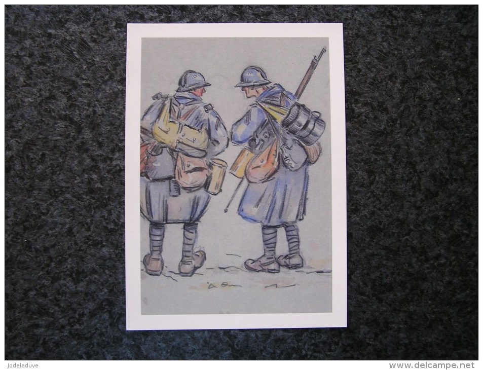 Carte Postale Reproduction Dessin Raymond André PAILLETTE Poilu SOLDATS FRANCAIS Guerre 14 18 Grand Format 21 X 15 - Militaria