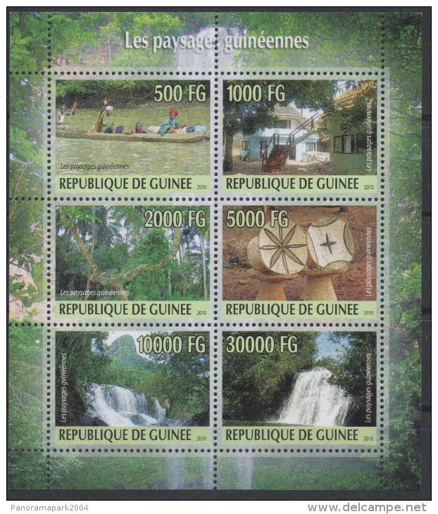 Guinée 2010 Les Paysages Guinéens Guinéennes RARE !! Sheet Of 6 Stamps Kleinbogen Bloc De 6 - Guinea (1958-...)