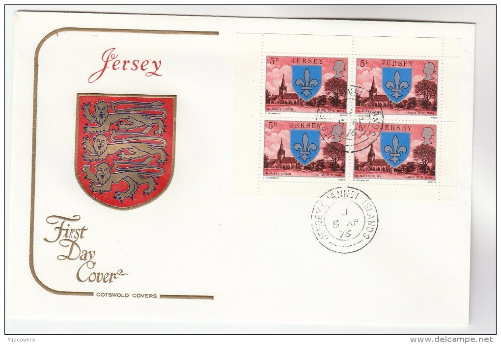 1976 JERSEY FDC Miniature Sheet ST MARYS CHURCH Stamps Cover - Jersey